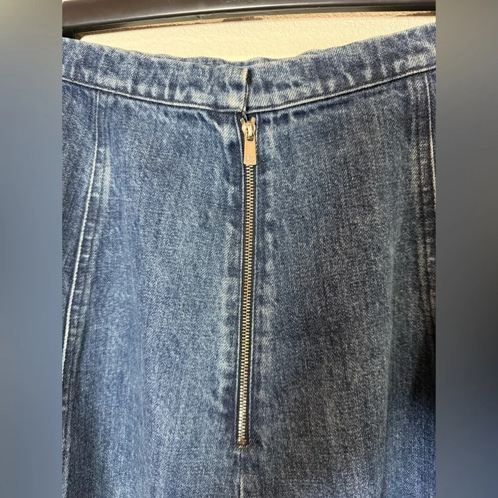 Michael Kors Denim A-Line Midi Skirt 8 Made in Italy 100% Cotton - Picture 5 of 9